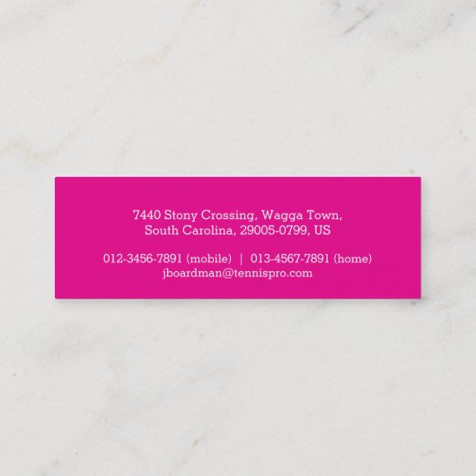 Spaarbalspelertrainer roze paars mini visitekaartje (Achterkant)