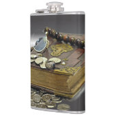 Spaarboek, zilver, ringen heupfles (Links)