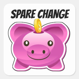 spaarpot met spaargeld vierkante sticker