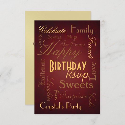 Spaartype Red Birthday Rsvp (Voorkant / Achterkant)