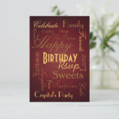 Spaartype Red Birthday Rsvp Kaartje (Staand voorkant)