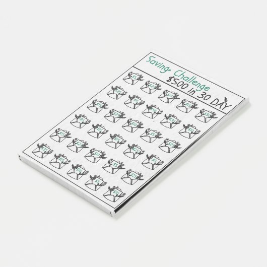 Spaaruitdaging 500 dollar doel, besparingsuitdagin post-it® notes (Schuin)