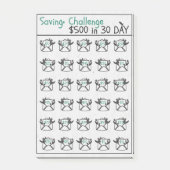 Spaaruitdaging 500 dollar doel, besparingsuitdagin post-it® notes (Voorkant)