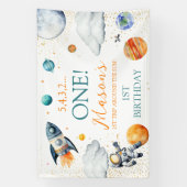 Space 1st Birthday Backdrop First Trip Around Sun Spandoek (Verticaal)