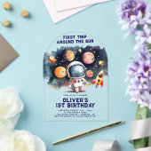 Space 1st Birthday Eerste reis rond de zon Acryl Uitnodigingen (Insitu (Huwelijk))