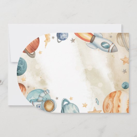 Space 1st Birthday Foto Kaart (Achterkant)