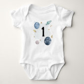 Space 1st Birthday Planets Galaxy One Shirt Boy (Voorkant)