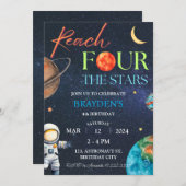 Space 4th Bereik Vier Sterren Galaxy Verjaardag Kaart (Voorkant / Achterkant)