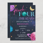 Space 4th Bereiken Vier sterren Verjaardags Meisje Kaart (Voorkant / Achterkant)