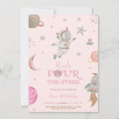 SPACE 4TH BIRTHDAY Invitation Kaart (Voorkant)