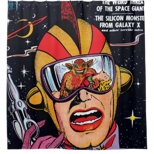 Space Action #2 Oude Sci-Fi-Stripomslag Douchegordijn (Voorkant)
