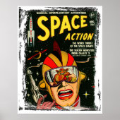Space Action Retro Sci-fi Comic Hoesje Poster (Voorkant)