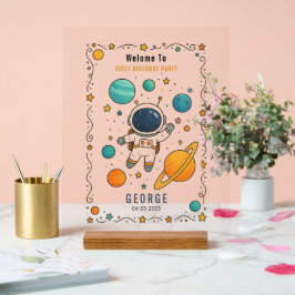 Space Adventure 1st Birthday | Outer Space Acryl Bord
