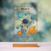 Space Adventure 1st Birthday | Outer Space Acryl Bord (Neutraal)