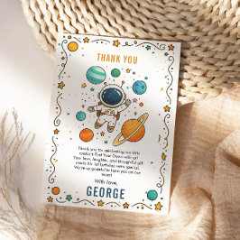 Space Adventure 1st Birthday | Outer Space Bedankkaart