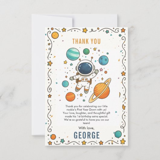 Space Adventure 1st Birthday | Outer Space Bedankkaart (Voorkant)