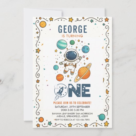 Space Adventure 1st birthday | Outer Space  Kaart (Voorkant)