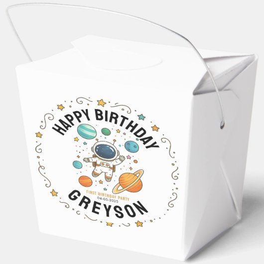 Space Adventure 1st Birthday | Outer Space Party Bedankdoosjes (Achterkant)