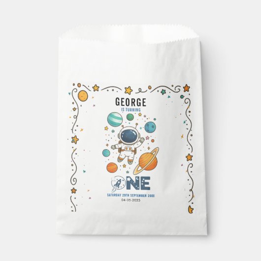 Space Adventure 1st Birthday | Outer Space Party Bedankzakje (Voorkant)