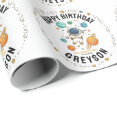 Space Adventure 1st Birthday | Outer Space Party Cadeaupapier (Rol Hoek)