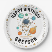 Space Adventure 1st Birthday | Outer Space Party Papieren Bordje (Voorkant)