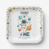 Space Adventure 1st Birthday | Outer Space Party Papieren Bordje (Voorkant)