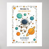 Space Adventure 1st Birthday | Outer Space Poster (Voorkant)