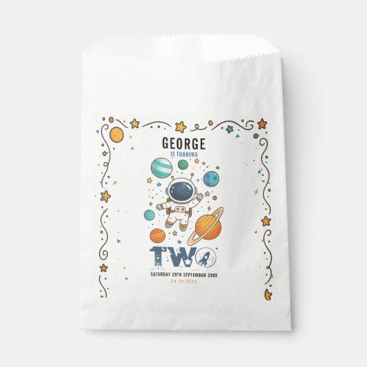 Space Adventure 2nd Birthday | Outer Space Party Bedankzakje (Voorkant)