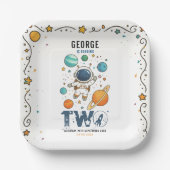 Space Adventure 2nd Birthday | Outer Space Party Papieren Bordje (Voorkant)