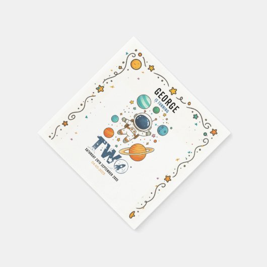 Space Adventure 2nd Birthday | Outer Space Party Servet (Hoek)