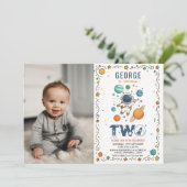 Space Adventure 2nd birthday | Outer Space photo Kaart (Staand voorkant)