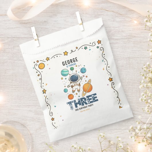 Space Adventure 3rd Birthday | Outer Space for Kid Bedankzakje (Geknipt)