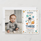 Space Adventure 3rd birthday | Outer Space photo Kaart (Voorkant)