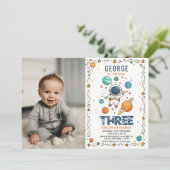 Space Adventure 3rd birthday | Outer Space photo Kaart (Staand voorkant)