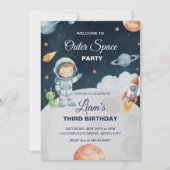 Space Adventure Astronaut Birthday Invitation Kaart (Voorkant)