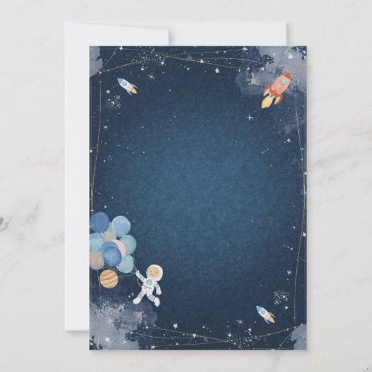 Space Adventure Birthday Invitation | Watercolor Kaart (Achterkant)