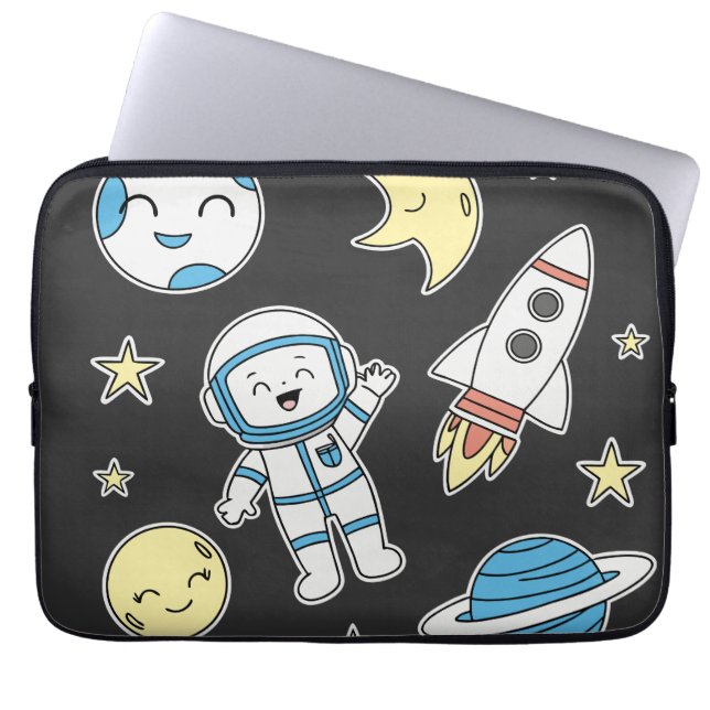 Space Adventure Cartoon – Laptophoes Laptop Sleeve (Voorkant)