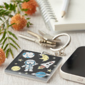 Space Adventure Cartoon – Sleutelhanger Design (Voorkant Rechts)