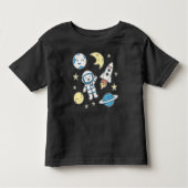 Space Adventure Cartoon T-shirt voor peuters (Voorkant)