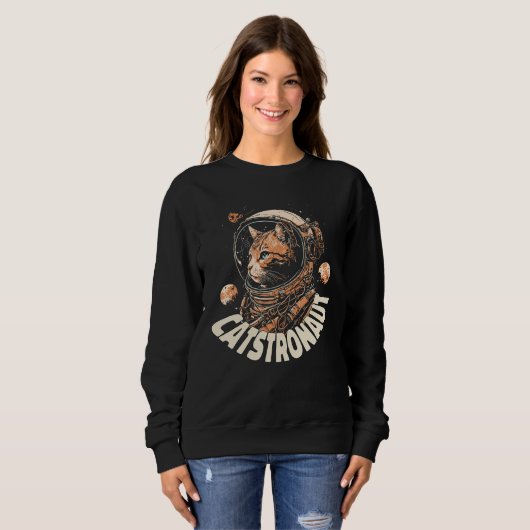 Space Adventure Catstronaut in Action cat Trui (Voorkant volledig)