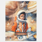 Space Adventure Deken voor Jongens Waterverf Stijl (Voorkant)