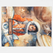 Space Adventure Deken voor Jongens Waterverf Stijl (Voorkant (Horizontaal))