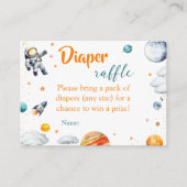 Space Adventure Diaper Raffle Baby Boy Shower Informatiekaartje (Voorkant)