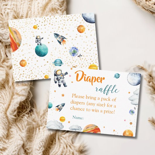 Space Adventure Diaper Raffle Baby Boy Shower Informatiekaartje