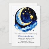 Space Adventure Dreamy Blue Boy Baby shower Kaart (Voorkant / Achterkant)