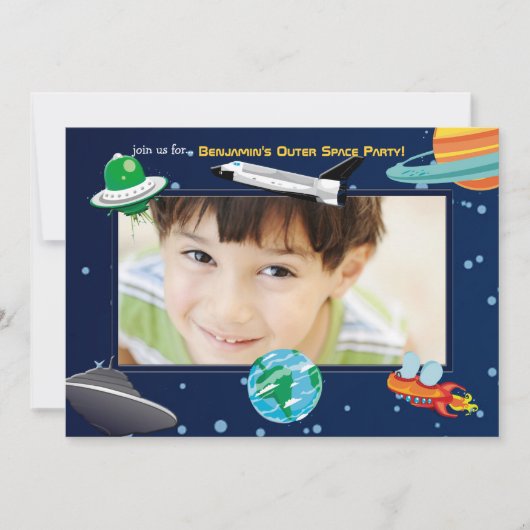 Space Adventure-fotouitnodiging Kaart (Voorkant)