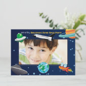 Space Adventure-fotouitnodiging Kaart (Staand voorkant)
