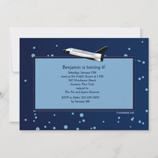 Space Adventure-fotouitnodiging Kaart (Achterkant)