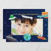 Space Adventure-fotouitnodiging Kaart (Voorkant / Achterkant)