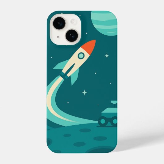 Space Adventure - iPhone-schelp, planeet iPhone Hoesje (Achterkant)